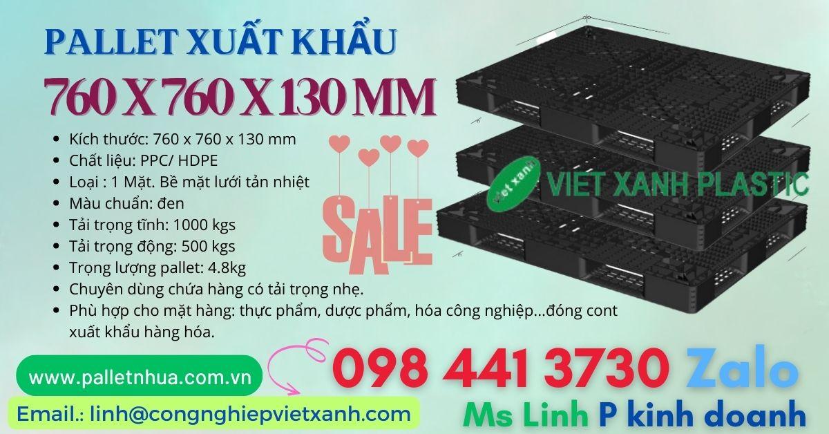 PALLET NHỰA XUẤT KHẨU 760X760X130MM MÀU ĐEN